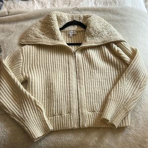 Intermix wool full zip sweater
